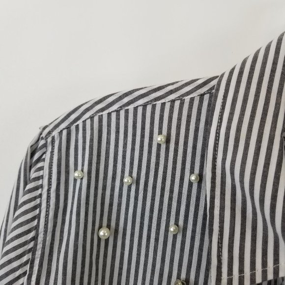 RAILS Taylor Florence Stripe Studded Pearls Shirt Sz Small - Picture 14 of 15